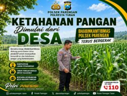 DUKUNG KETAHANAN PANGAN NASIONAL, BHABINKAMTIBMAS DESA PACING POLSEK PARENGAN POLRESTA TUBAN MONITORING LAHAN JAGUNG MILIK PETANI DI DESA PACING KEC. PARENGAN.